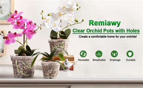 REMIAWY Orchid Pot, 9 Pack Orchid Pots with Holes, 3 Each of 4.8, 5.7.